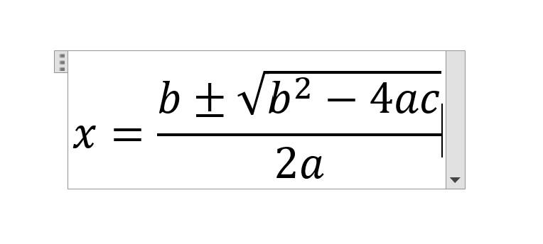 Wordの数式入力（二次方程式の解の公式）
