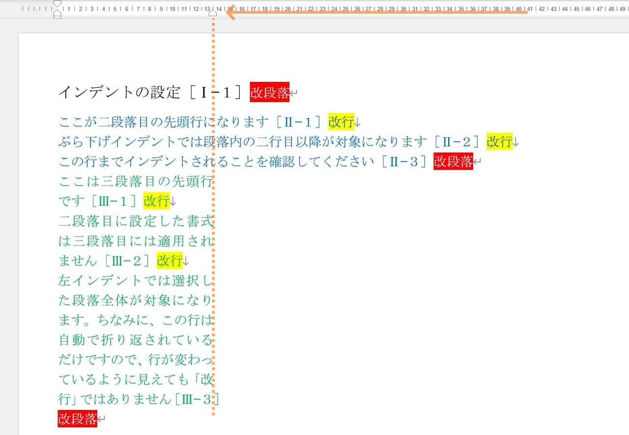 右インデント